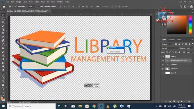 TUTORIAL : DESIGNING LIBRARY MANAGEMENT SYSTEM LOGO IN PHOTOSHOP смотреть онлайн