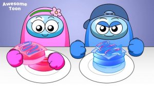 PINK Food VS BLUE Food Challenge - AMONGUS ANIMATION MUKBANG