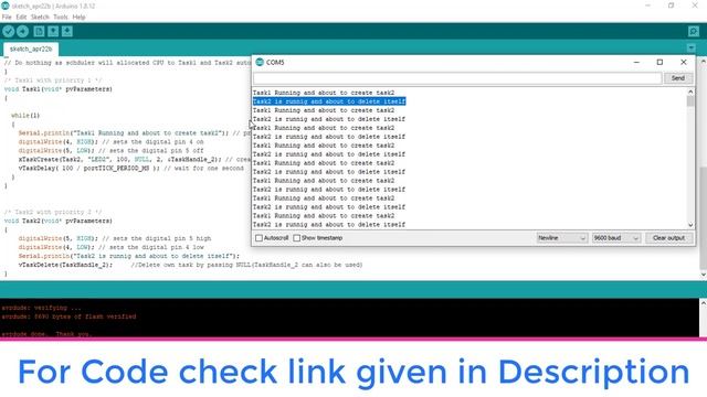 FreeRTOS Arduino : How to Delete Tasks with vTaskDelete() API смотреть онлайн
