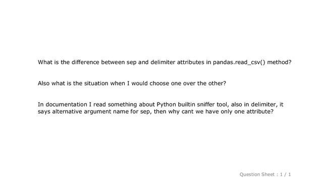 Pandas : What is the difference between `sep` and `delimiter` attributes in pandas.read_csv() metho смотреть онлайн