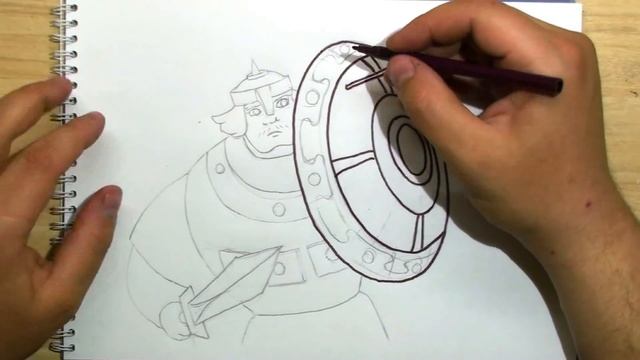 КАК НАРИСОВАТЬ БОГАТЫРЯ ДОБРЫНЮ НИКИТИЧА. How to draw a warrior. смотреть онлайн