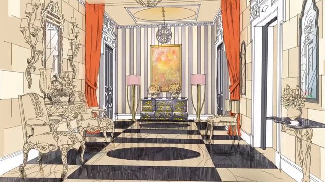 Coloring Interior Sketch Perspective in Photoshop 002 смотреть онлайн