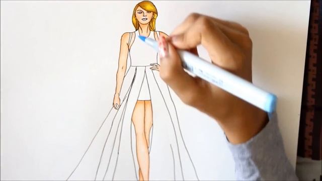 Fashion Illustration of Taylor Swift using Copic Markers. смотреть онлайн