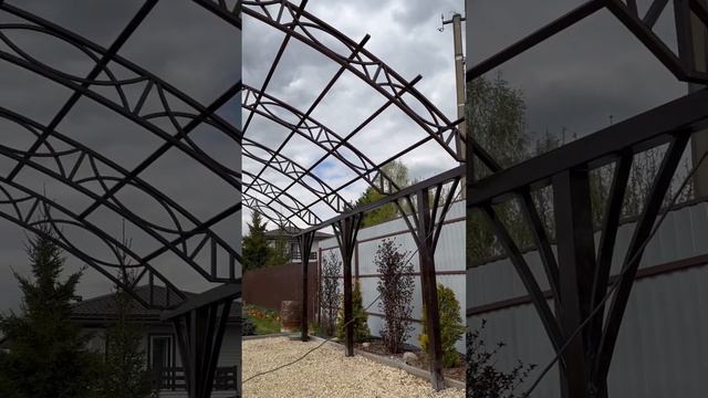 Навес из поликарбоната для двух автомобилей смотреть онлайн