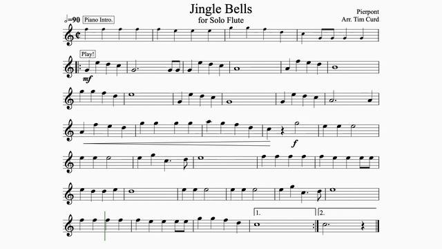 Jingle Bells for Solo Flute. Play-Along/Backing Track. Free Music! смотреть онлайн