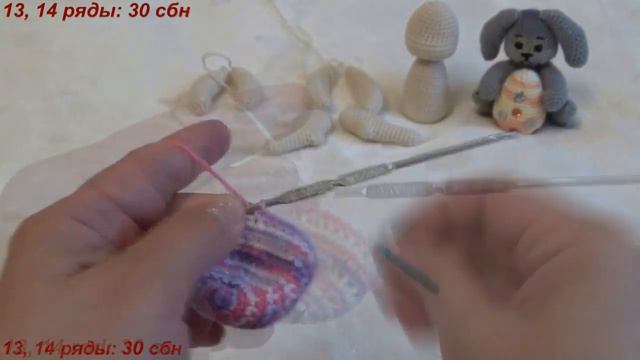 Вяжем пасхального кролика. часть 7. Crochet Pattern: easter rabbit. (пасхальное яйцо - easter egg) смотреть онлайн