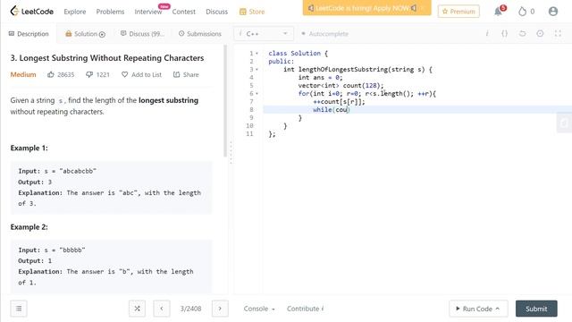 Longest Substring Without Repetitions Solving LeetCode Problem 3 with C++ #leetcodesolution смотреть онлайн