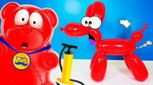 Надул, скрутил и оживил шарико собаку для медведя Валеры