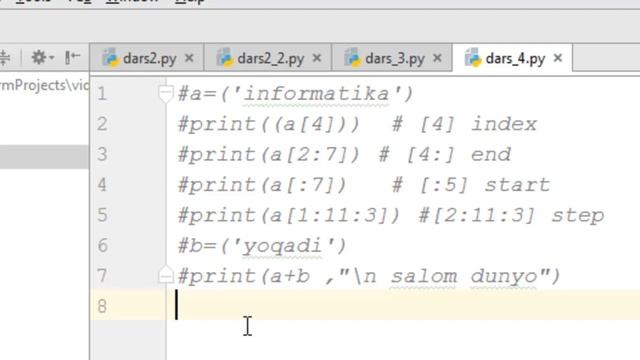 4 dars. Python dasturlash tilida Satrlar bilan ishlash смотреть онлайн