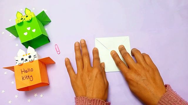 Origami jumping paper cat in box :Оригами котик в коробке смотреть онлайн