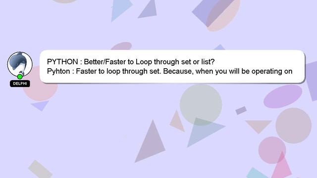 PYTHON : Better/Faster to Loop through set or list? смотреть онлайн