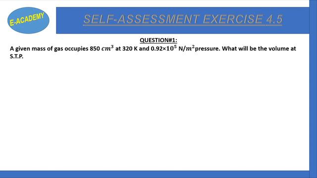 Chemistry-Class-11-Chapter-4-Gases-Self Check Exercise
