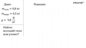 Плавание тел  Физика 7 класс