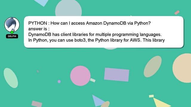 PYTHON : How can I access Amazon DynamoDB via Python? смотреть онлайн