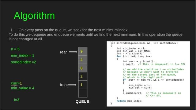 Sorting a queue without extra space | GeeksforGeeks смотреть онлайн