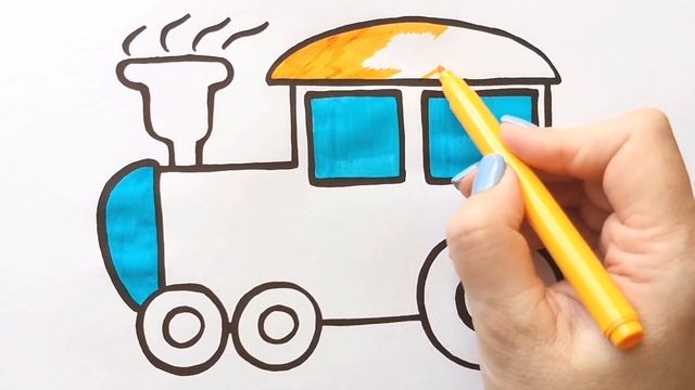 Как нарисовать ПАРОВОЗ / Мультик раскраска ПОЕЗД / Нарисуй Ка смотреть онлайн
