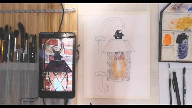 Фонарь акварелью. Фактуры смотреть онлайн