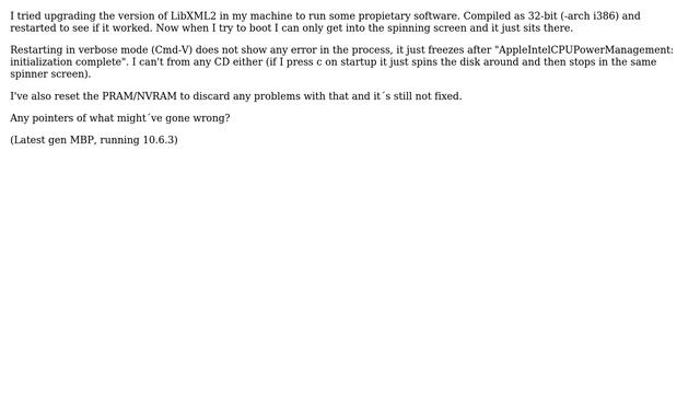 OS X not booting after upgrading LibXML2 смотреть онлайн