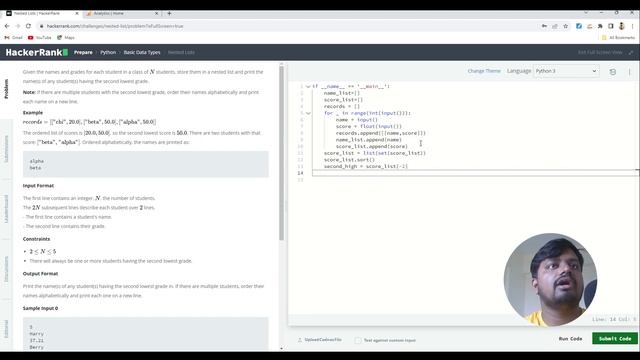 Hackerrank Solution | Python Nested Lists | #9 смотреть онлайн