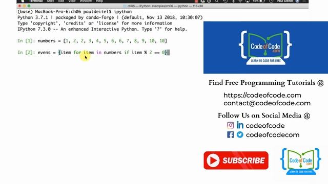 Learn Python | Chapter 06: Dictionaries and Sets Ep.16: Set Comprehensions | CodeOfCode смотреть онлайн