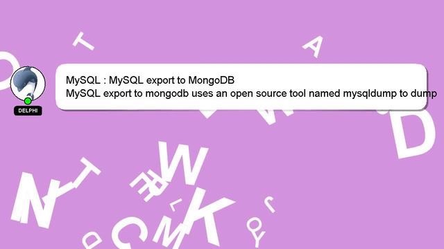 MySQL : MySQL export to MongoDB смотреть онлайн
