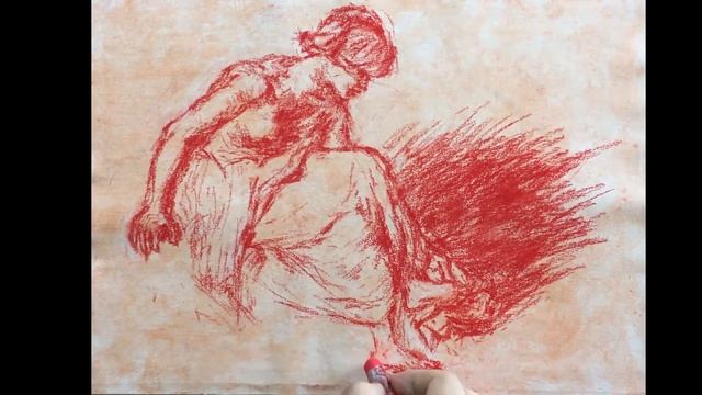 Color chalk drawing sketch, master drawing method. смотреть онлайн