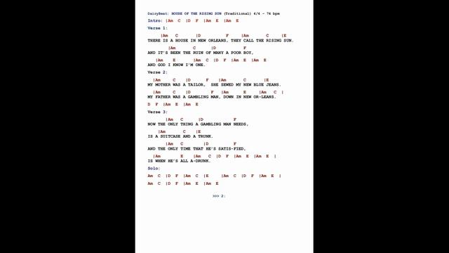 Animals: HOUSE OF THE RISING SUN - Prof. BACKING TRACK** Cover & In Sync L&C - Free* TABS: DairyBea смотреть онлайн