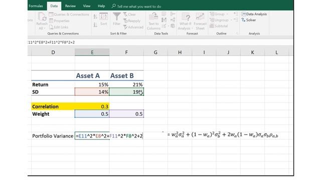 Minimum Variance Portfolios with Excel Solver: Two asset case смотреть онлайн
