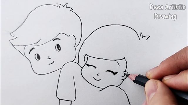 Easy sketch Valentine's Day / Cute couple Drawing / Easy drawings for girls tutorial смотреть онлайн