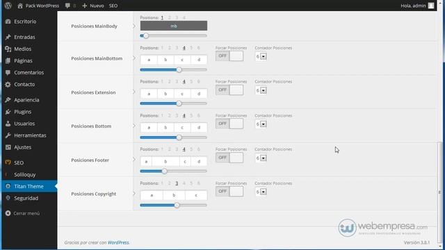 Packs Webempresa WordPress con framework Gantry: cambiar distribución de los widgets смотреть онлайн