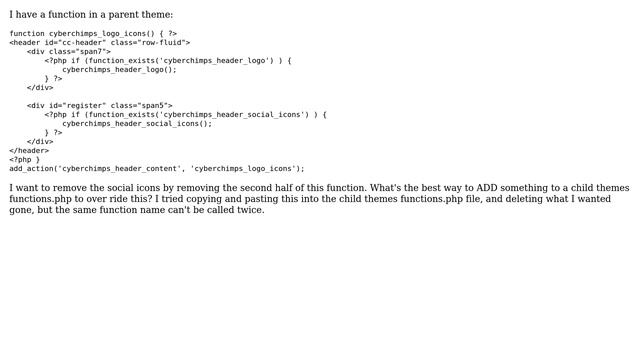 Wordpress: How can I change a function in a parent theme via a child themes functions.php? смотреть онлайн