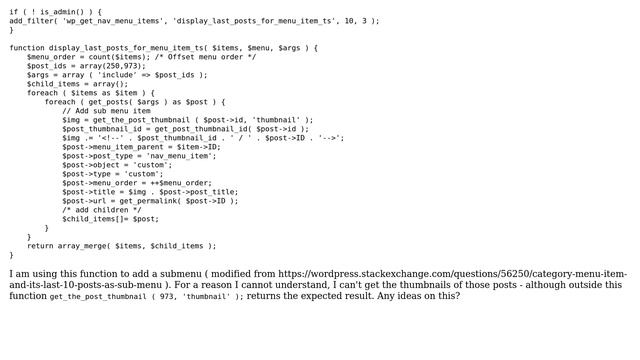 Wordpress: get_the_post_thumbnail not working inside wp_get_nav_menu_items hook (2 Solutions!!) смотреть онлайн