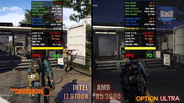 INTEL I7 9700K vs AMD R5 3600 (1920 x 1080 FHD) Game Play benchmark test 17 Games смотреть онлайн