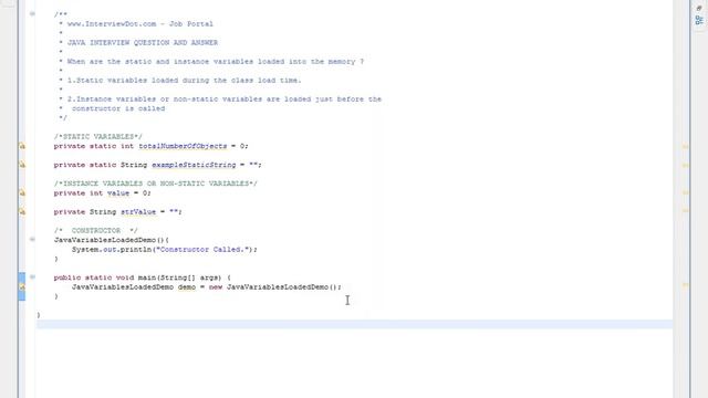 When are the static and instance variables loaded into the memory смотреть онлайн