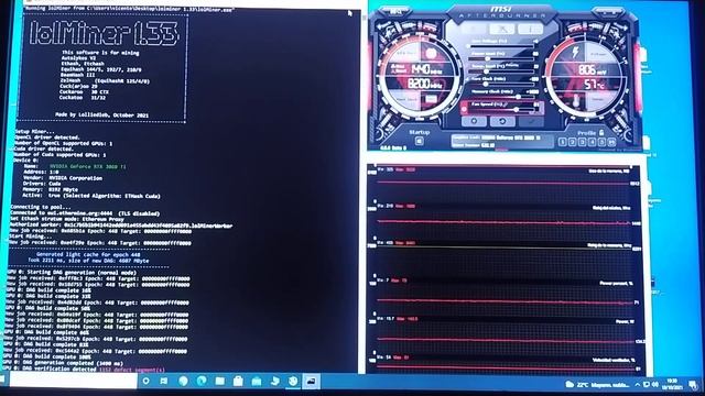RTX 3060 ti lhr 45.7 mh/s ethereum en lolminer 1.33 overclock смотреть онлайн