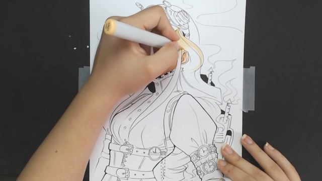 Drawing Steampunk Girl COPIC Speedpaint смотреть онлайн