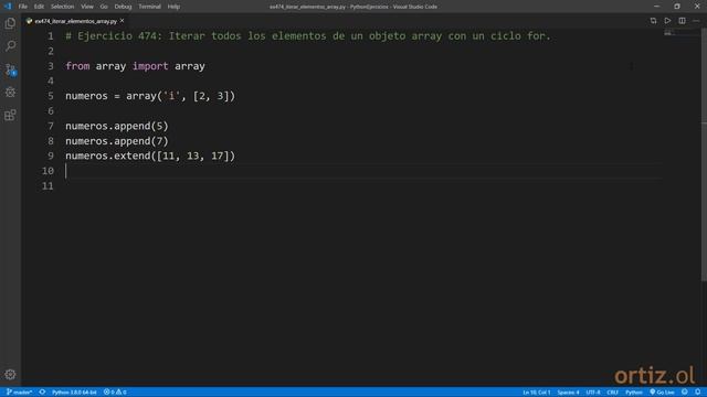 Python - Ejercicio 474: Iterar Todos los Elementos de un Objeto array con un Ciclo for смотреть онлайн