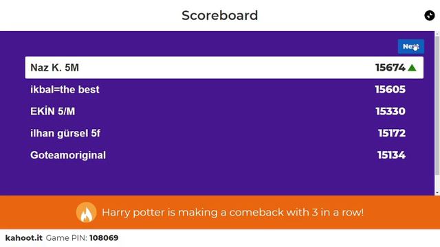 KAHOOT! ONLINE TOURNAMENT- 73-2 Big English Quiz