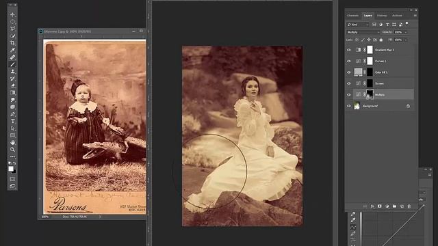 Винтажная обработка фотографии в Photoshop Нежная сепия смотреть онлайн