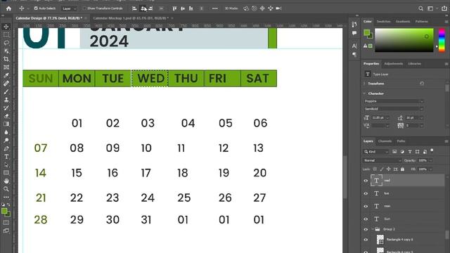 Wall Calendar Design 2024 How to Design Professional Calendar in Adobe Photoshop смотреть онлайн