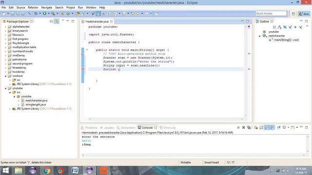 Simple java program to print next character смотреть онлайн
