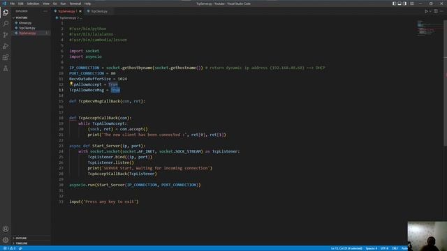 Cambodia (Khmer) Python Lesson 149 Socket (Tcp Server with Multiple Client) смотреть онлайн