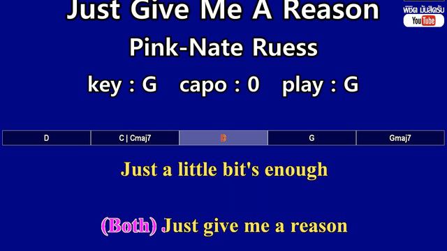 Just Give Me A Reason - Pink-Nate Ruess (Karaoke & Easy Guitar Chords) Key : G смотреть онлайн