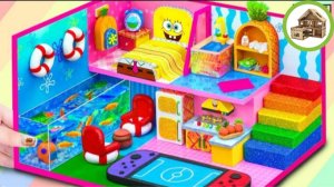 Самый симпатичный миниатюрный домик губки Боба из картона своими руками