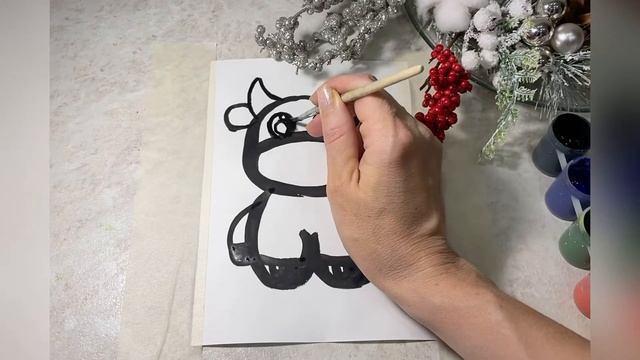 Новогодний рисунок для малышей. Рисуем бычка с детьми. Рисование для детей. Рисуем просто ? смотреть онлайн