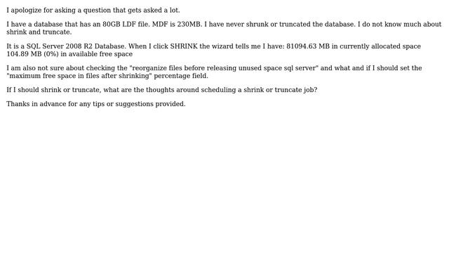DevOps & SysAdmins: Should I consider shrinking or truncating a big LDF file? смотреть онлайн