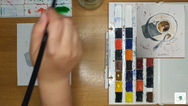Как нарисовать Чашку кофе акварелью. Уроки рисования. Скетчинг для начинающих смотреть онлайн