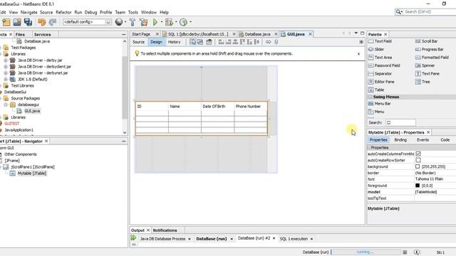 Java Tutorial - Creating a Java Gui Application with DataBase - Design View смотреть онлайн
