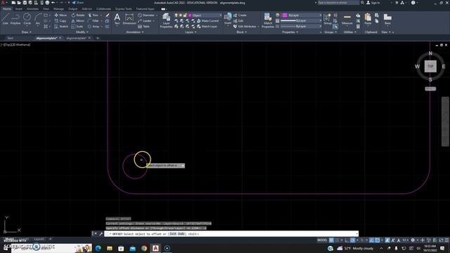 Alignment plate: fillet, mirror, offset, trim AutoCAD 2022 смотреть онлайн