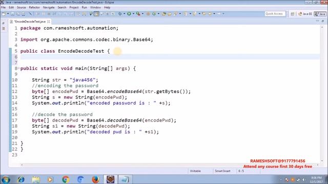 RAMESHSOFT: How to Encrypt and Decrypt data in Java || Encode and Decode in Java смотреть онлайн
